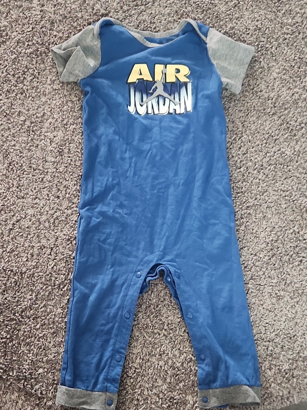 Jordan Blue Romper with Gray Sleeves